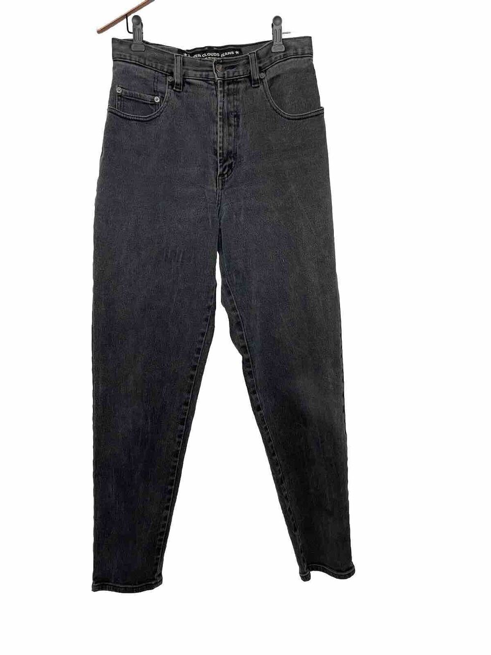 Silver Clouds Jeans Women's 27x31 Black Denim Jeans Hi Rise Straight UK vintage